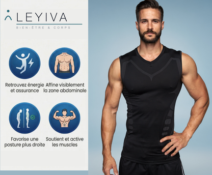 Gilet de compression COREX™ 4.0 Leyiva — vue détaillée du tissu technique gainant homme