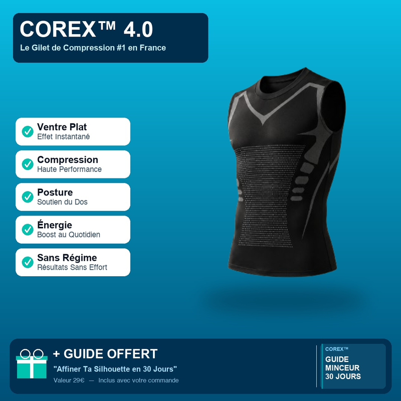 COREX™ 4.0 — Plus besoin de rentrer le ventre. Il reste plat tout seul.